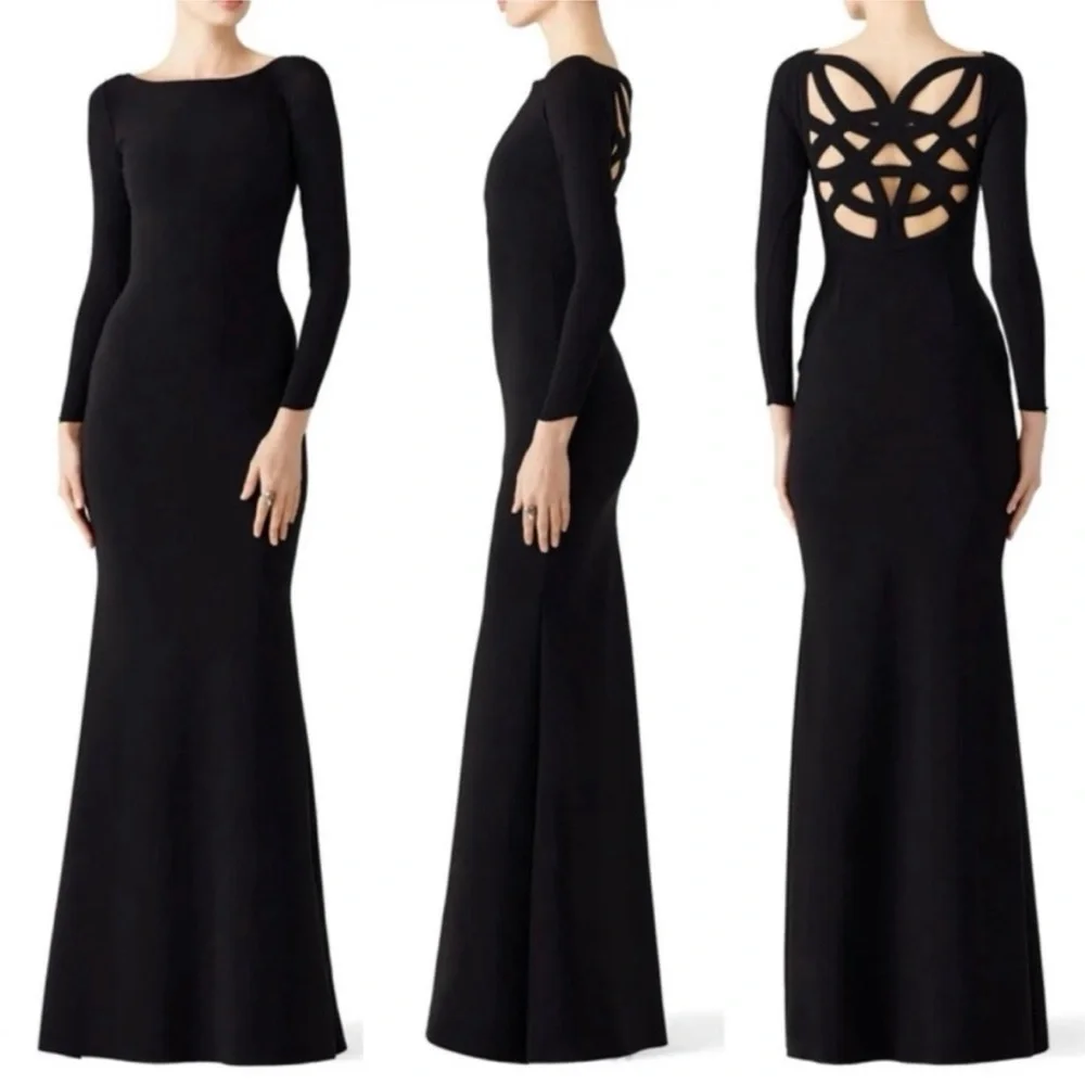 Chiara Boni La Petite Robe Tegan Black Backless Gown XS FLAWED